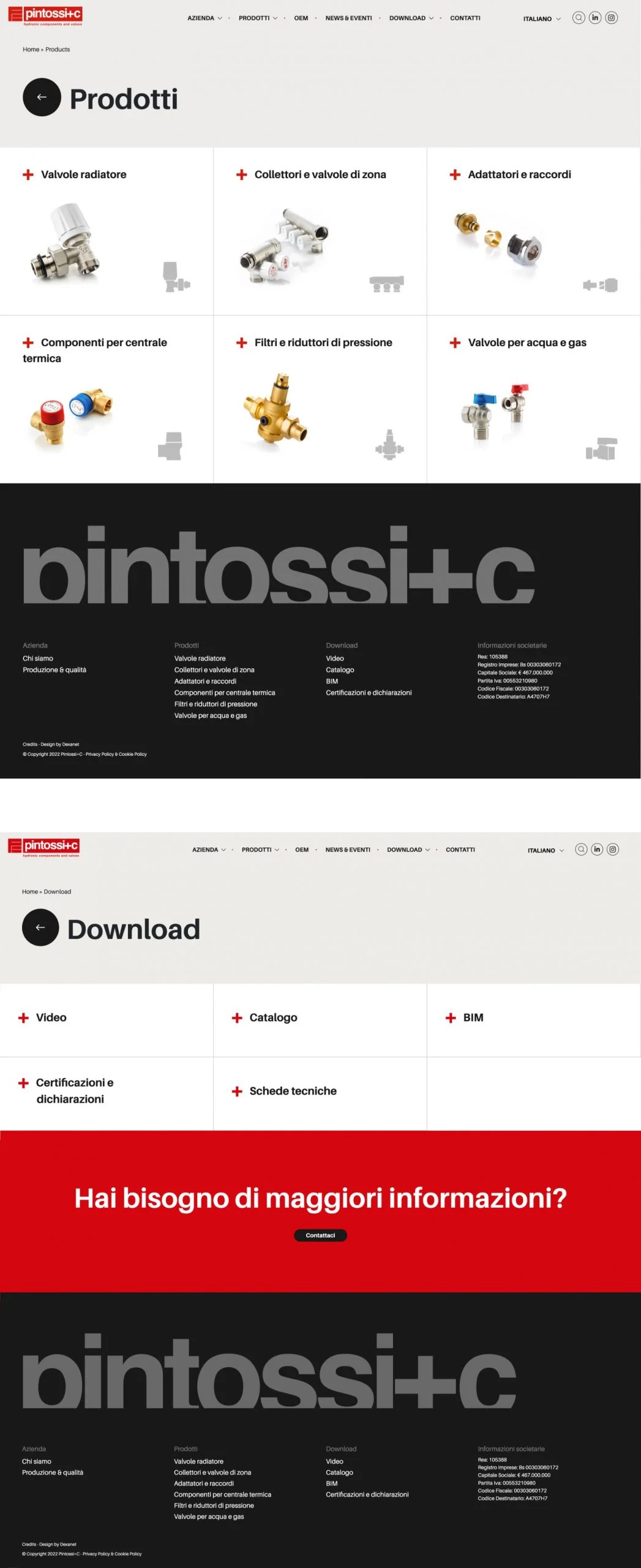 Dexa: realizzazione sito web per Pintossi+C mockup 2