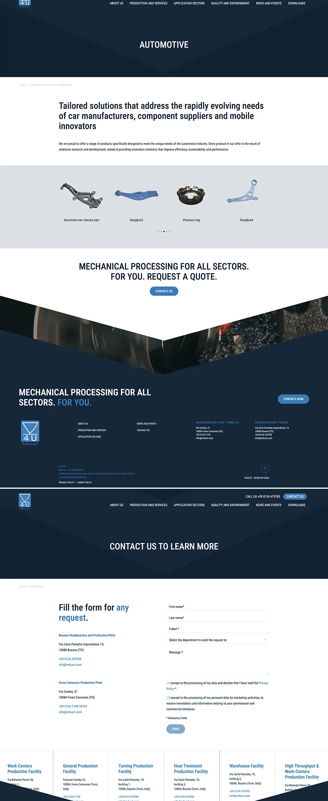 azienda meccanica m4u web design sito