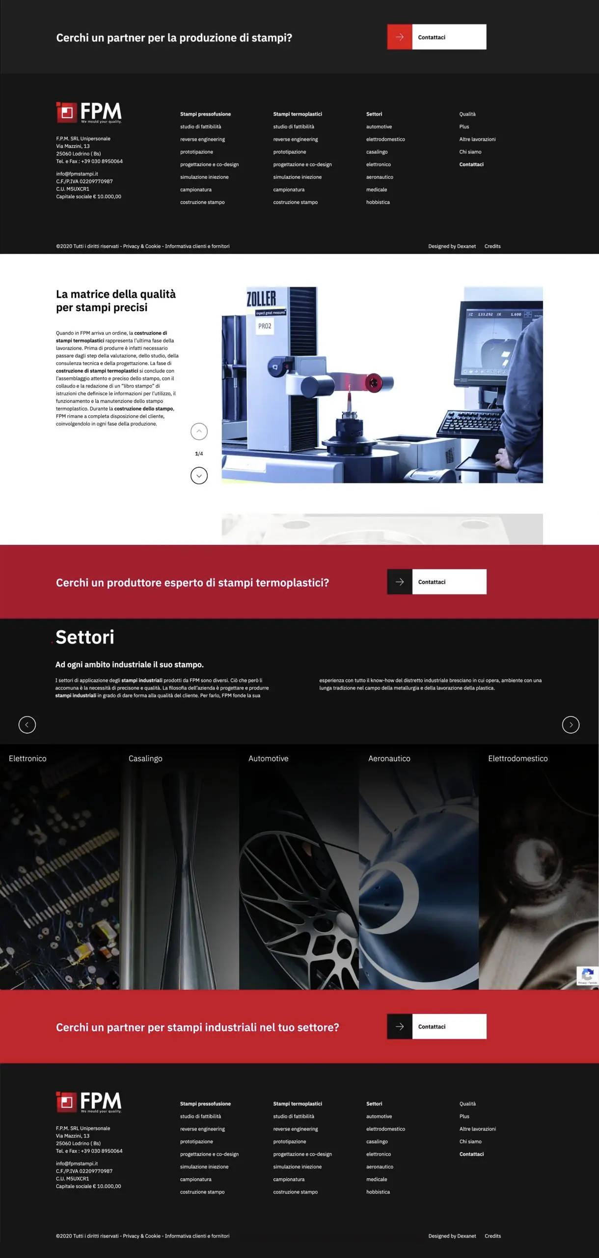 Dexa project mockup 2 realizzazione sito web per FPM Stampi