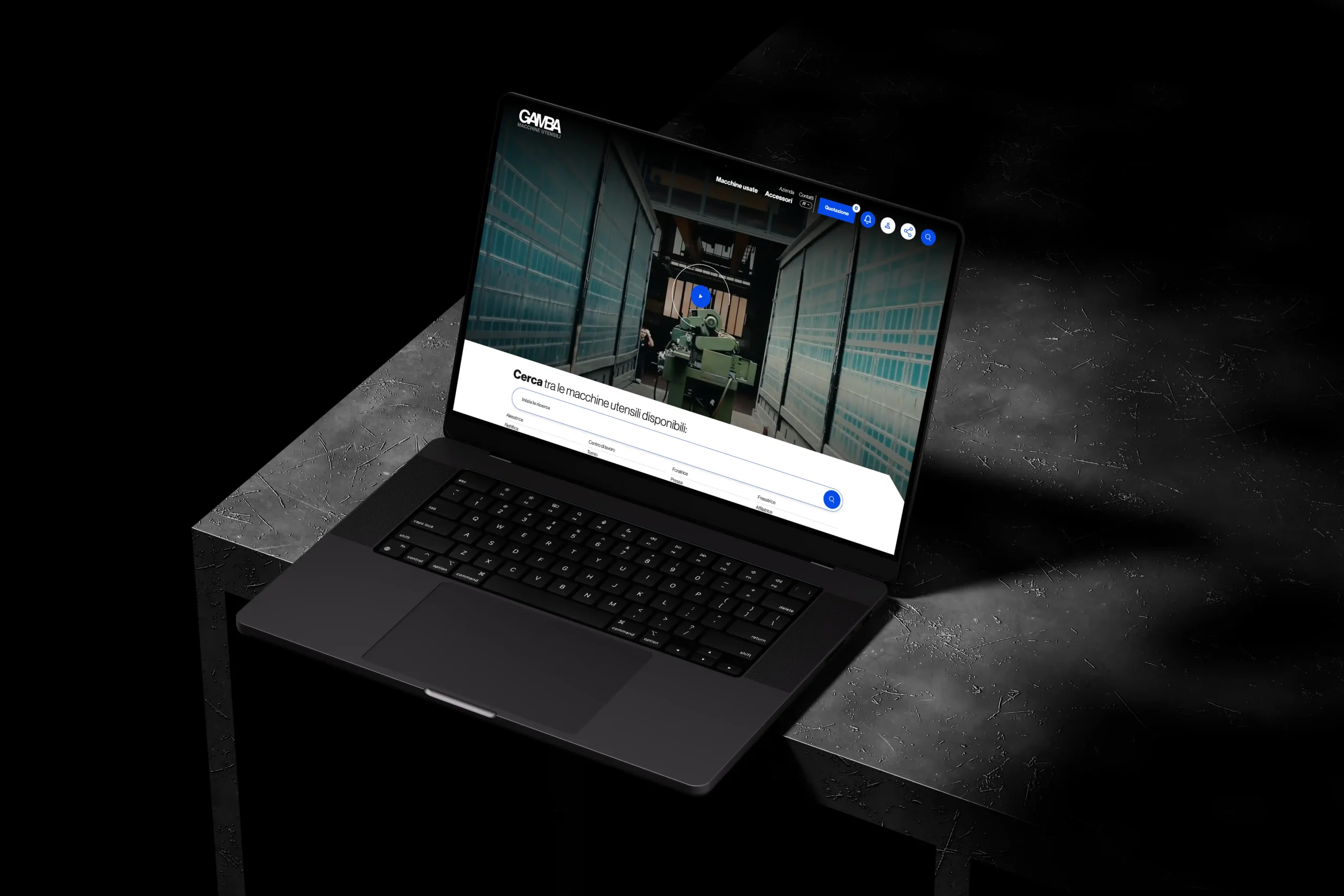 Mock Up Sito Internet Rivendita Macchine Utensili