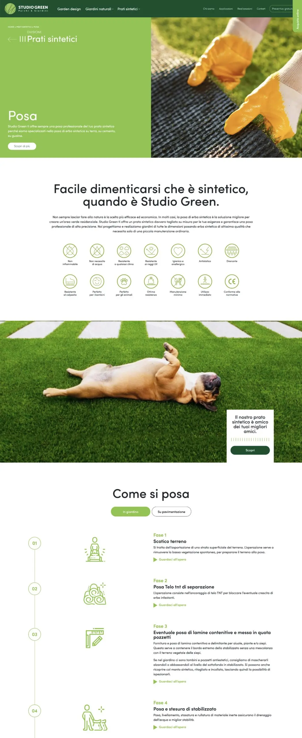 Dexa agency: mockup i prati sintetici sito web desktop Studio Green