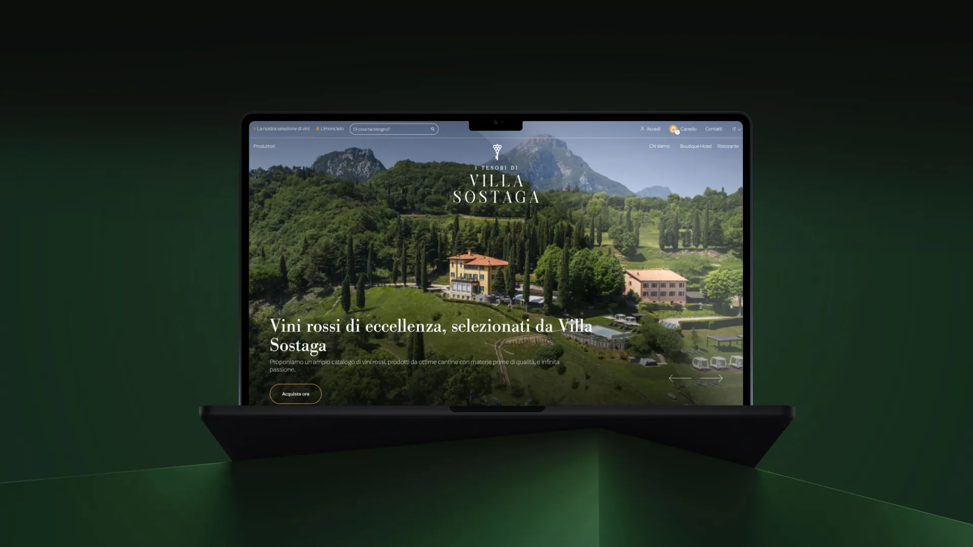 mockup sito tesori villa sostaga ecommerce vini