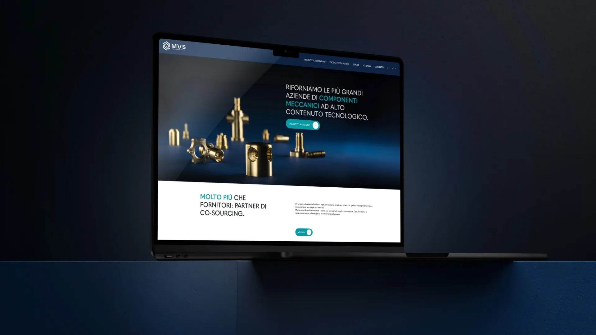Mockup sito web azienda componenti meccanici MVS