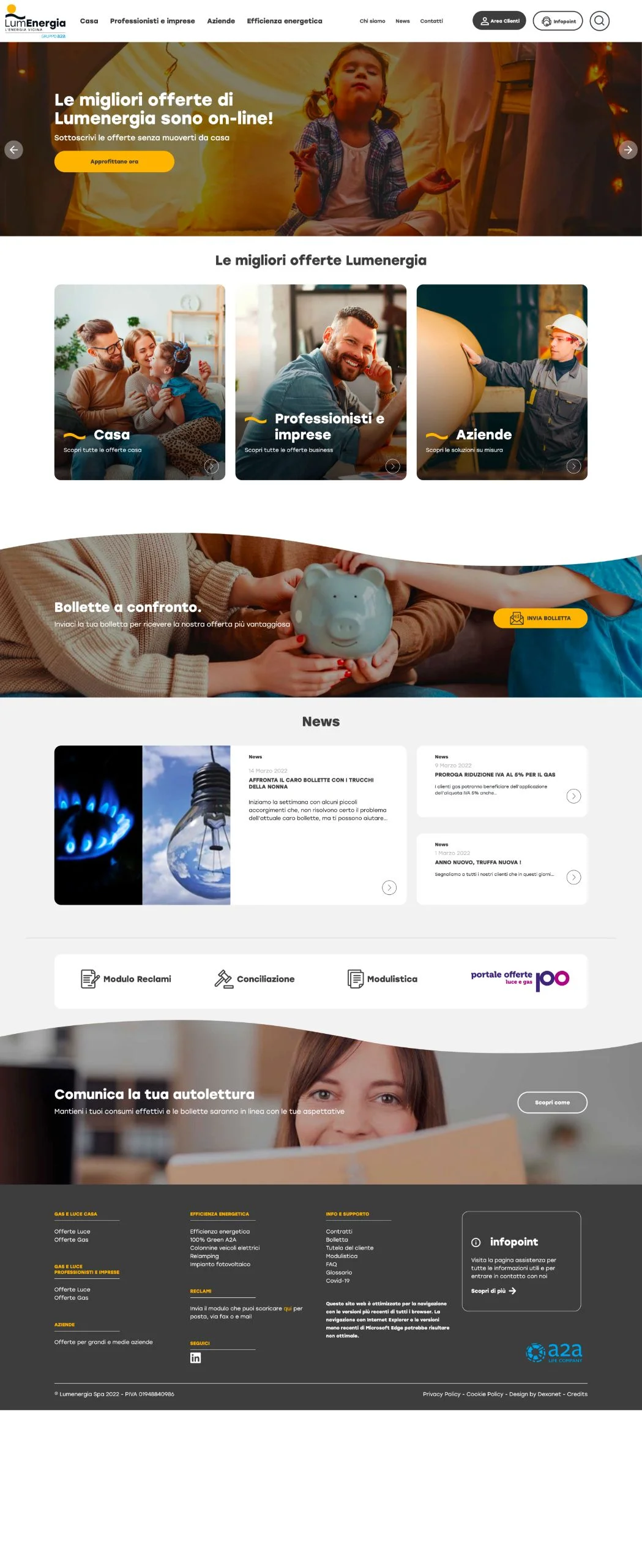 Dexa: mockup realizzazione sito web per Lumenergia
