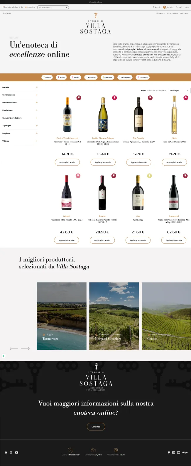 sito web tesori villa sostaga ecommerce vini