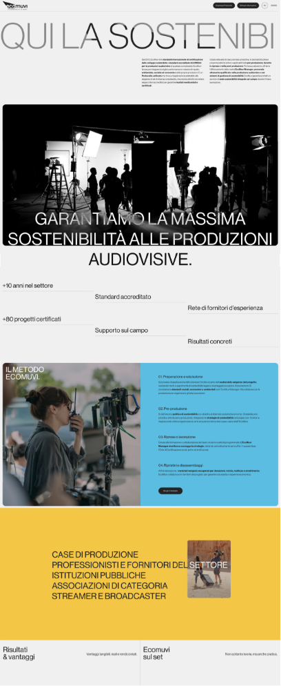web design sito sostenibilita produzioni audiovisive ecomuvi
