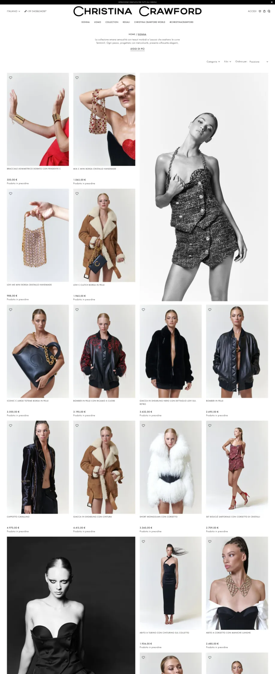 web design sito ecommerce alta moda christina crawford