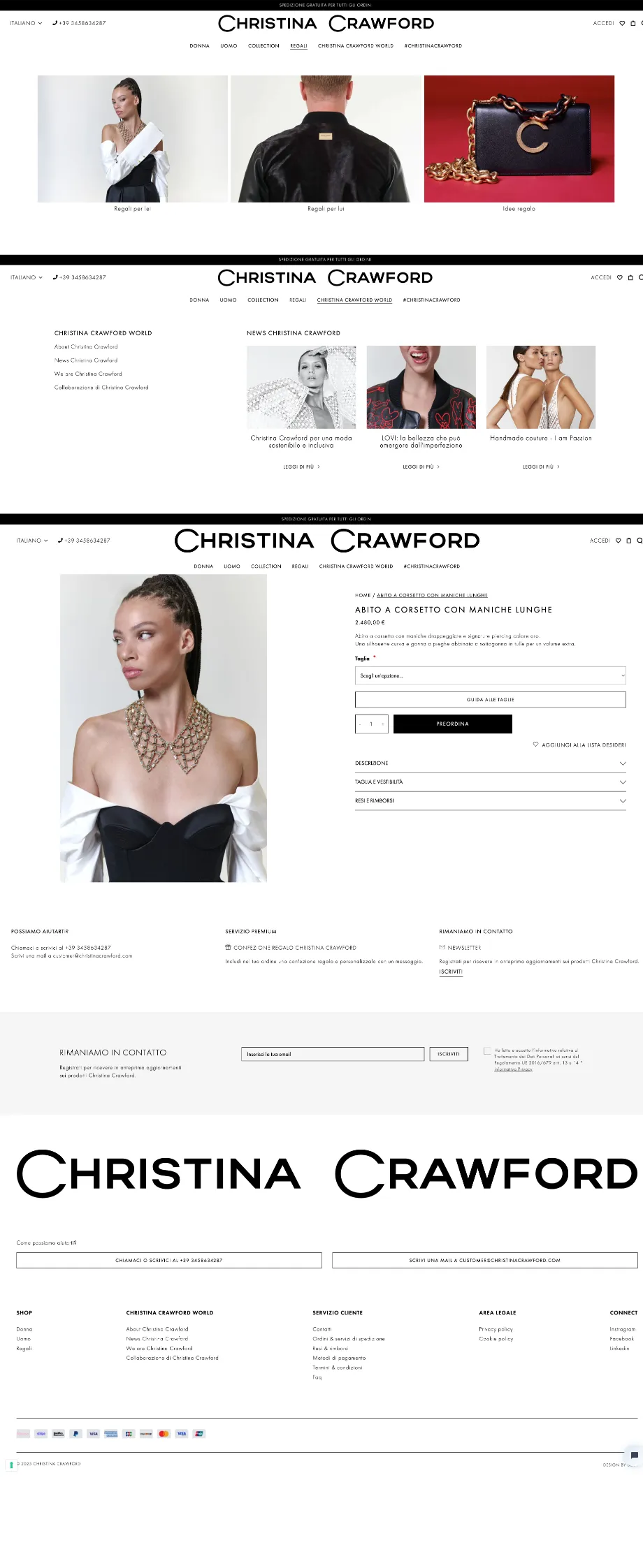 web design sito ecommerce alta moda christina crawford