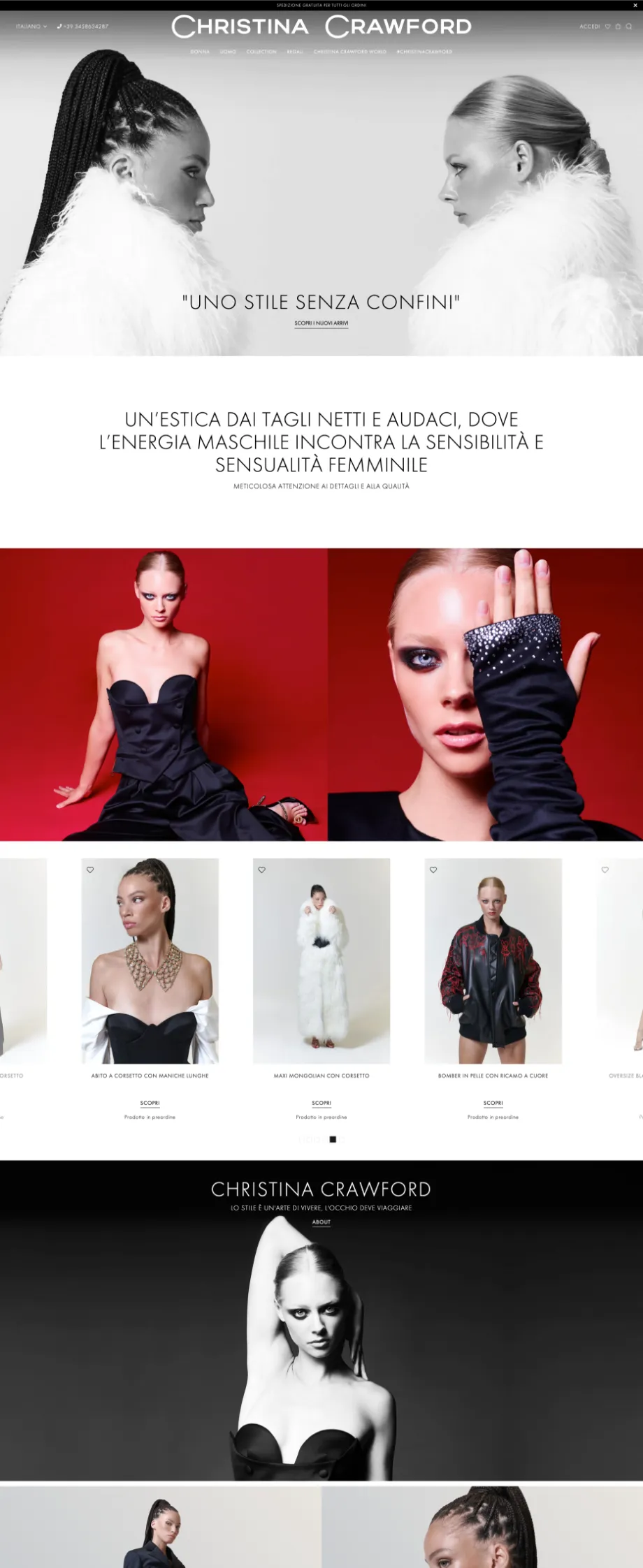 web design sito ecommerce alta moda christina crawford